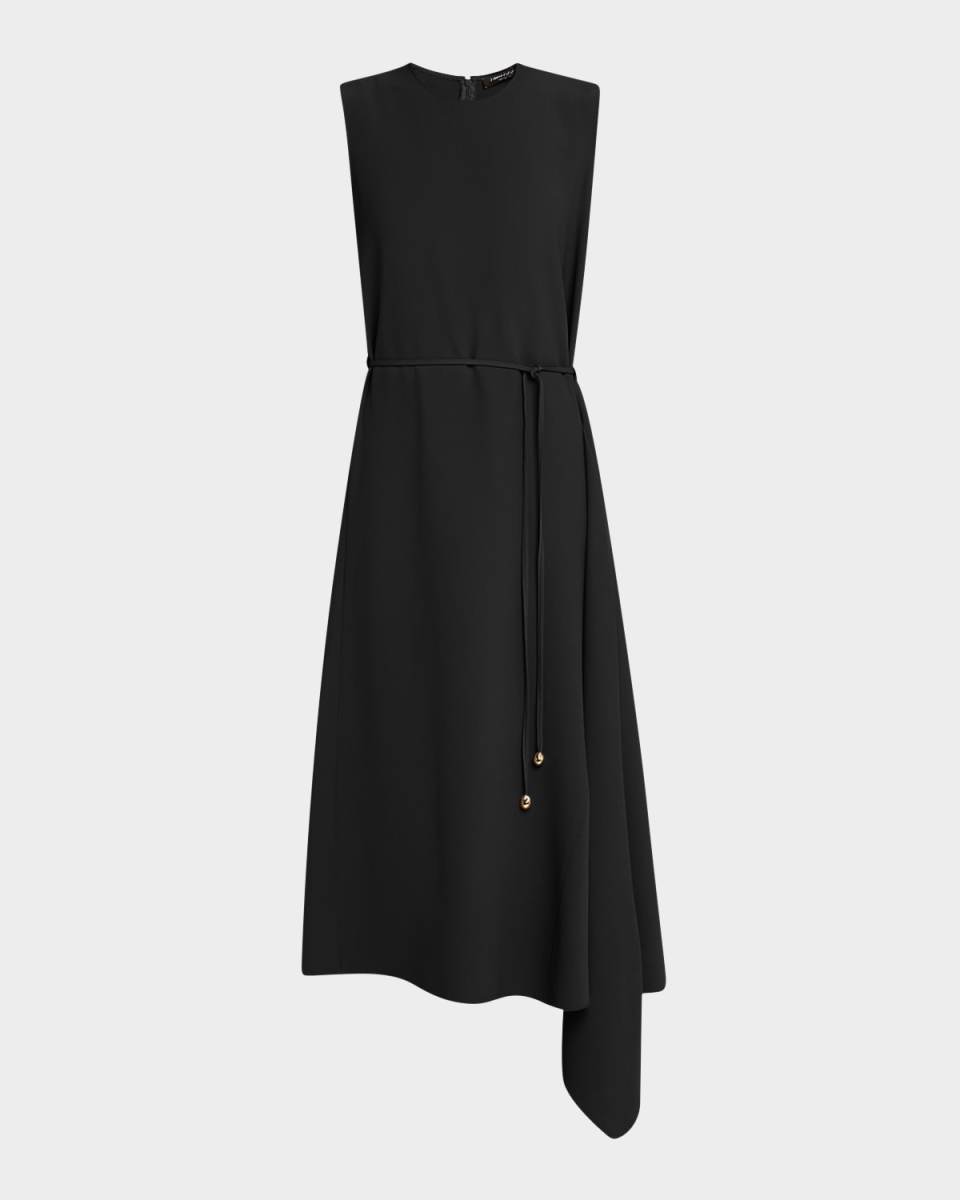 High-Low Drawstring Cady Midi Dress